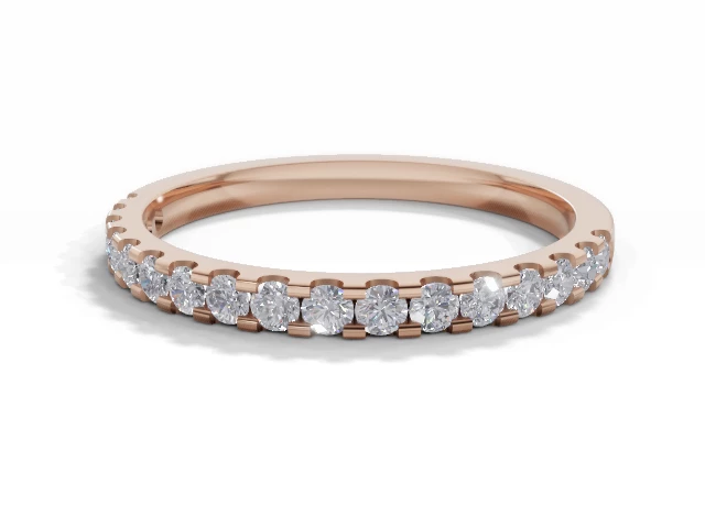 Skinny Semi-Set Wedding Ring Round Brilliant-Cut Diamonds 100% Recycled, Hallmarked 18ct. Rose Gold