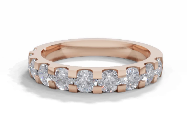 3.1mm.  Wide  Semi-Set Wedding Ring Round Brilliant-Cut Diamonds 100% Recycled, Hallmarked 18ct. Rose Gold