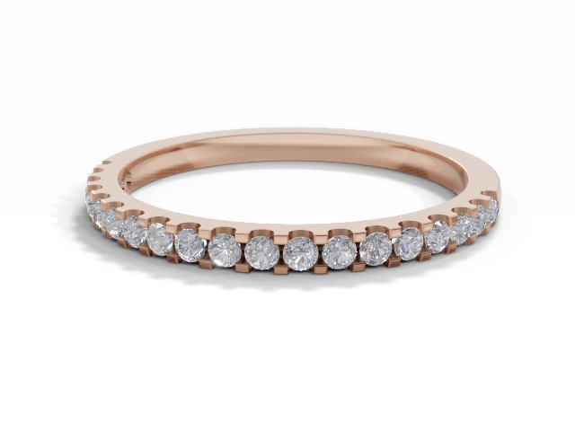 Skinny Semi-Set Wedding Ring Round Brilliant-Cut Diamonds 100% Recycled, Hallmarked 18ct. Rose Gold