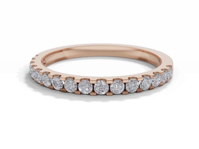 Skinny Semi-Set Wedding Ring Round Brilliant-Cut Diamonds 100% Recycled, Hallmarked 18ct. Rose Gold