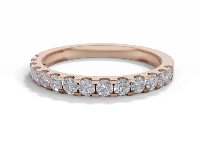 Narrow Semi-Set Wedding Ring Round Brilliant-Cut Diamonds 100% Recycled, Hallmarked 18ct. Rose Gold