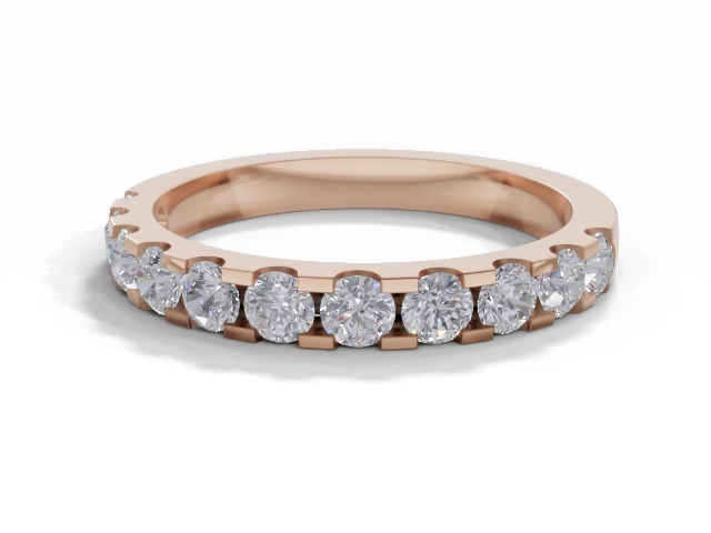 Narrow Semi-Set Wedding Ring Round Brilliant-Cut Diamonds 100% Recycled, Hallmarked 18ct. Rose Gold