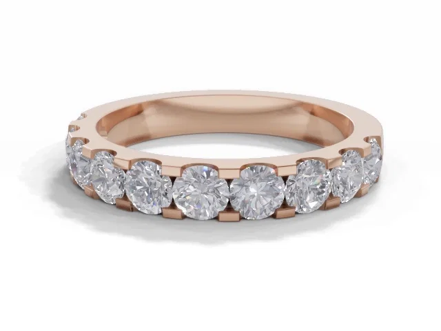 3.1mm. Wide <br />Semi-Set Wedding Ring<br />Round Brilliant-Cut Diamonds<br />100% Recycled, Hallmarked 18ct. Rose Gold 3.1mm. Wide <br />Semi-Set Wedding Ring<br />Round Brilliant-Cut Diamonds<br />100% Recycled, Hallmarked 18ct. Rose Gold
