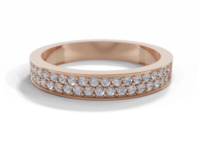 3.2mm.  Wide  Semi-Set Wedding Ring Round Brilliant-Cut Diamonds 100% Recycled, Hallmarked 18ct. Rose Gold