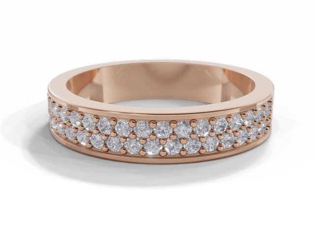 4.0mm.  Wide  Semi-Set Wedding Ring Round Brilliant-Cut Diamonds 100% Recycled, Hallmarked 18ct. Rose Gold