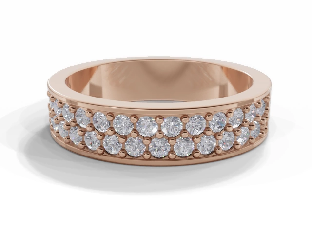 4.6mm.  Wide  Semi-Set Wedding Ring Round Brilliant-Cut Diamonds 100% Recycled, Hallmarked 18ct. Rose Gold