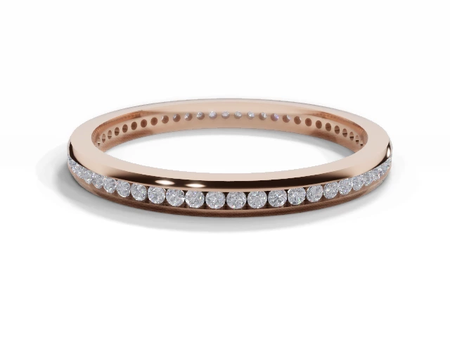 2.0mm.  Wide  Fully-Set Wedding Ring Round Brilliant-Cut Diamonds 100% Recycled, Hallmarked 18ct. Rose Gold