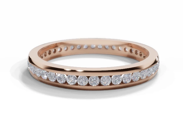 2.7mm.  Wide  Fully-Set Wedding Ring Round Brilliant-Cut Diamonds 100% Recycled, Hallmarked 18ct. Rose Gold