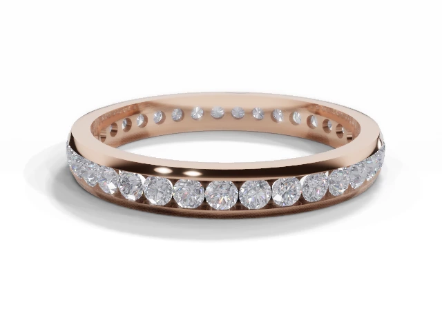 2.8mm.  Wide  Fully-Set Wedding Ring Round Brilliant-Cut Diamonds 100% Recycled, Hallmarked 18ct. Rose Gold