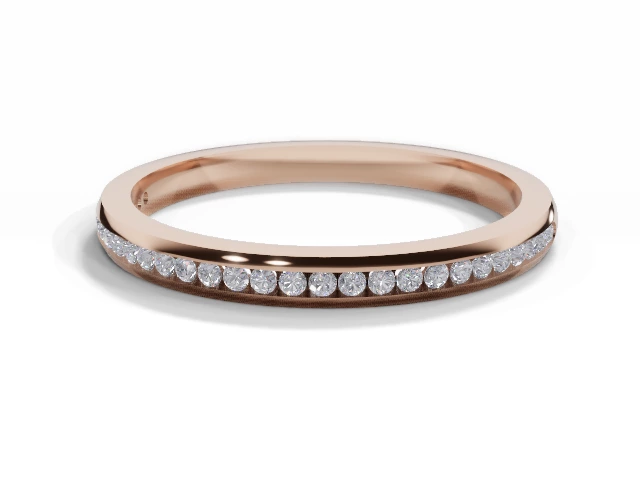 2.0mm.  Wide  Semi-Set Wedding Ring Round Brilliant-Cut Diamonds 100% Recycled, Hallmarked 18ct. Rose Gold