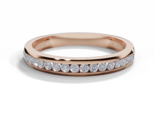 2.7mm.  Wide  Semi-Set Wedding Ring Round Brilliant-Cut Diamonds 100% Recycled, Hallmarked 18ct. Rose Gold