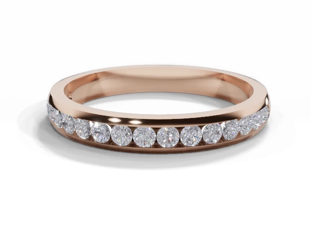 2.8mm.  Wide  Semi-Set Wedding Ring Round Brilliant-Cut Diamonds 100% Recycled, Hallmarked 18ct. Rose Gold