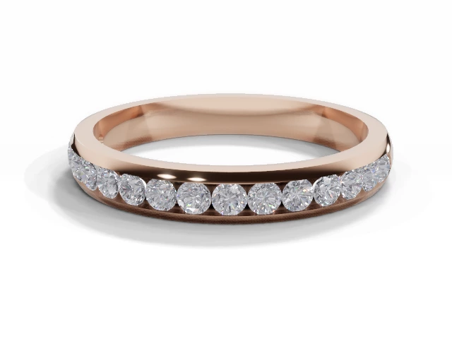 2.9mm.  Wide  Semi-Set Wedding Ring Round Brilliant-Cut Diamonds 100% Recycled, Hallmarked 18ct. Rose Gold