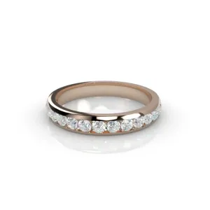 Semi-Set Diamond Wedding Ring in 18ct. Rose Gold: 3.1mm. wide with Round Channel-set Diamonds