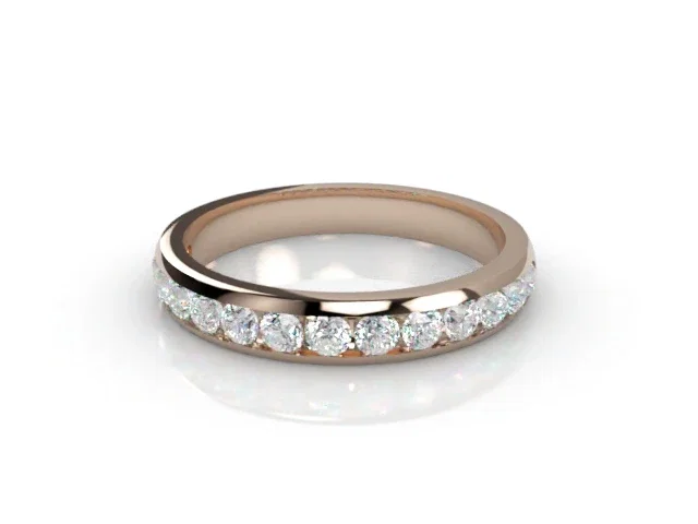 Semi-Set Diamond Wedding Ring in 18ct. Rose Gold: 3.1mm. wide with Round Channel-set Diamonds Semi-Set Diamond Wedding Ring in 18ct. Rose Gold: 3.1mm. wide with Round Channel-set Diamonds
