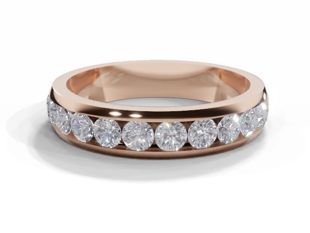 4.0mm.  Wide  Semi-Set Wedding Ring Round Brilliant-Cut Diamonds 100% Recycled, Hallmarked 18ct. Rose Gold