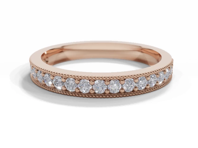 2.7mm.  Wide  Semi-Set Wedding Ring Round Brilliant-Cut Diamonds 100% Recycled, Hallmarked 18ct. Rose Gold