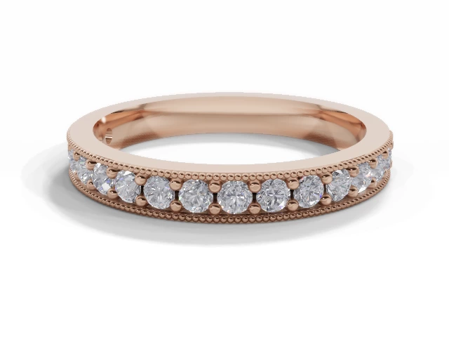 2.9mm.  Wide  Semi-Set Wedding Ring Round Brilliant-Cut Diamonds 100% Recycled, Hallmarked 18ct. Rose Gold