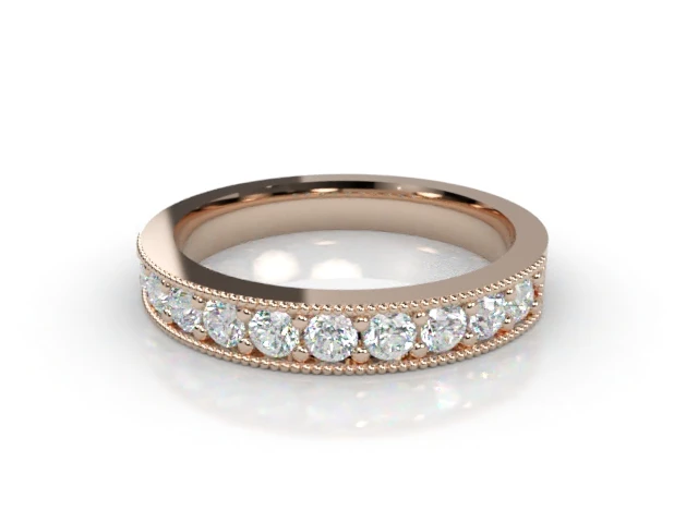 3.1mm.  Wide  Semi-Set Wedding Ring Round Brilliant-Cut Diamonds 100% Recycled, Hallmarked 18ct. Rose Gold