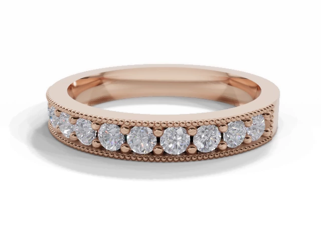 2.9mm.  Wide  Semi-Set Wedding Ring Round Brilliant-Cut Diamonds 100% Recycled, Hallmarked 18ct. Rose Gold