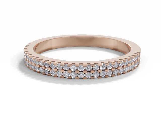 Narrow Semi-Set Wedding Ring Round Brilliant-Cut Diamonds 100% Recycled, Hallmarked 18ct. Rose Gold