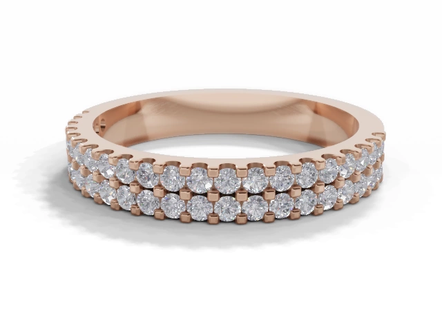 3.2mm.  Wide  Semi-Set Wedding Ring Round Brilliant-Cut Diamonds 100% Recycled, Hallmarked 18ct. Rose Gold