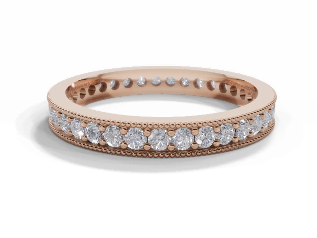 2.7mm.  Wide  Fully-Set Wedding Ring Round Brilliant-Cut Diamonds 100% Recycled, Hallmarked 18ct. Rose Gold