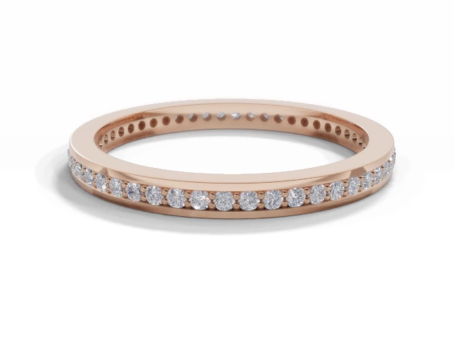 2.0mm.  Wide  Fully-Set Wedding Ring Round Brilliant-Cut Diamonds 100% Recycled, Hallmarked 18ct. Rose Gold