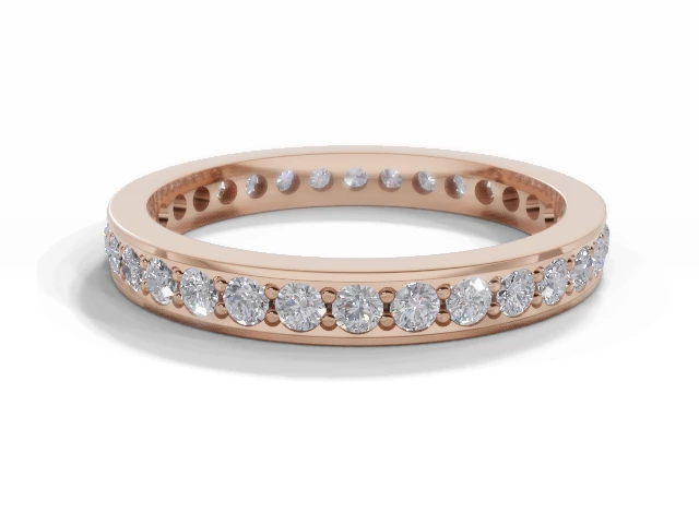 2.7mm.  Wide  Fully-Set Wedding Ring Round Brilliant-Cut Diamonds 100% Recycled, Hallmarked 18ct. Rose Gold