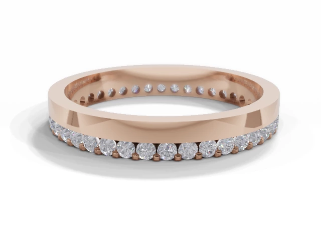 3.0mm.  Wide  Fully-Set Wedding Ring Round Brilliant-Cut Diamonds 100% Recycled, Hallmarked 18ct. Rose Gold