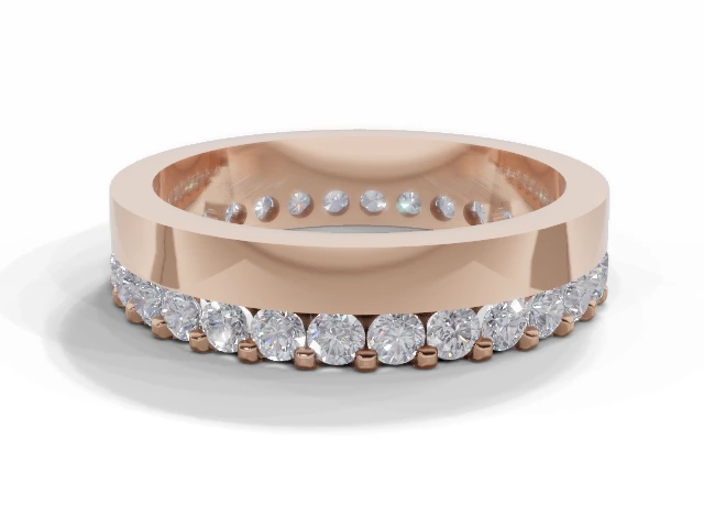 4.5mm.  Wide  Fully-Set Wedding Ring Round Brilliant-Cut Diamonds 100% Recycled, Hallmarked 18ct. Rose Gold