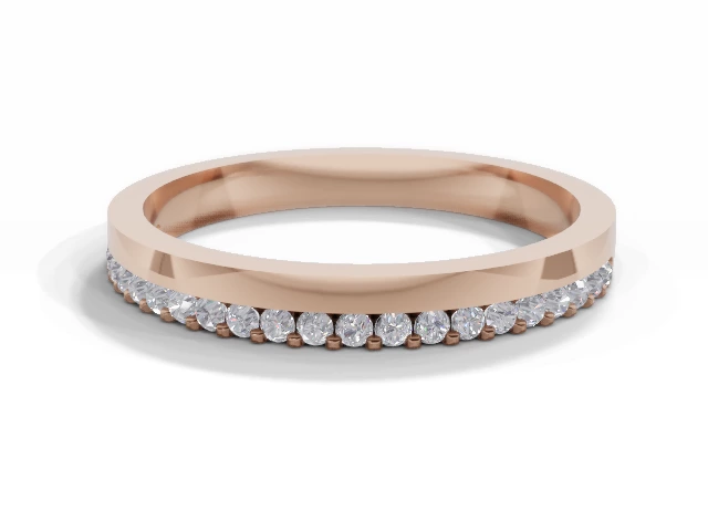 2.5mm.  Wide  Semi-Set Wedding Ring Round Diamonds 100% Recycled, Hallmarked 18ct. Rose Gold