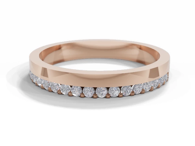 3.0mm.  Wide  Semi-Set Wedding Ring Round Brilliant-Cut Diamonds 100% Recycled, Hallmarked 18ct. Rose Gold