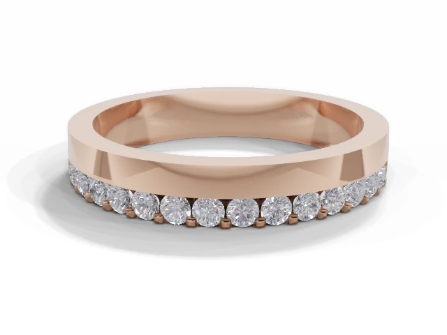 3.5mm.  Wide  Semi-Set Wedding Ring Round Brilliant-Cut Diamonds 100% Recycled, Hallmarked 18ct. Rose Gold