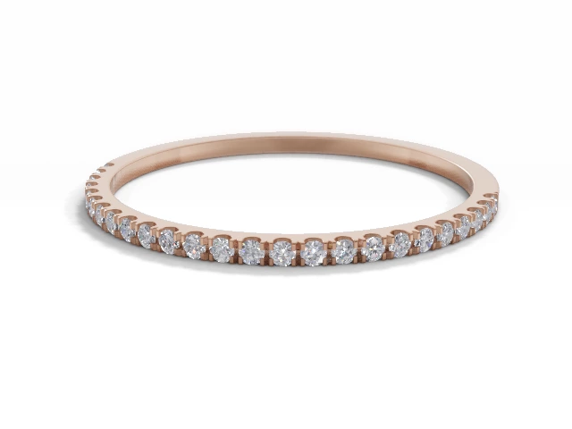 Skinny Semi-Set Wedding Ring Round Brilliant-Cut Diamonds 100% Recycled, Hallmarked 18ct. Rose Gold