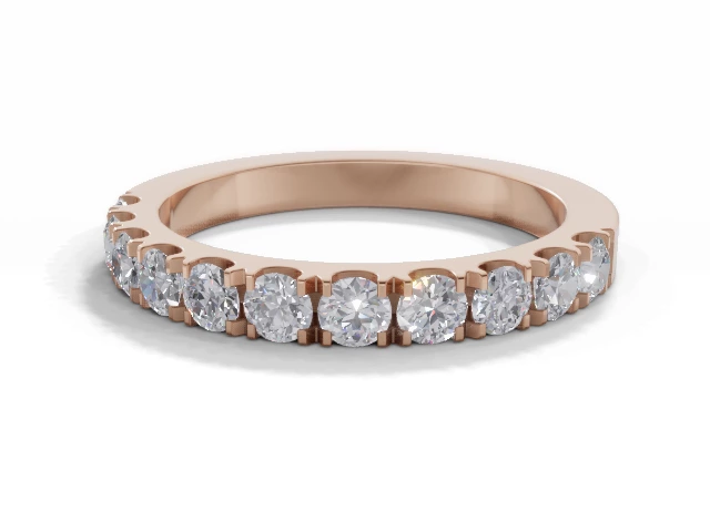 3.0mm.  Wide  Semi-Set Wedding Ring Round Brilliant-Cut Diamonds 100% Recycled, Hallmarked 18ct. Rose Gold