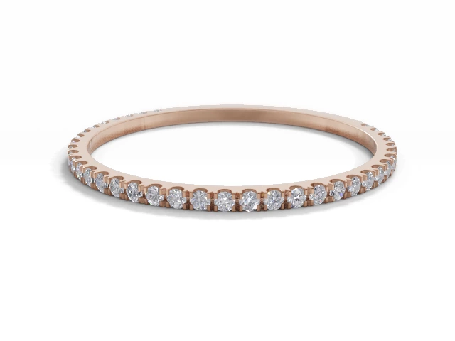 Skinny Semi-Set Wedding Ring Round Brilliant-Cut Diamonds 100% Recycled, Hallmarked 18ct. Rose Gold