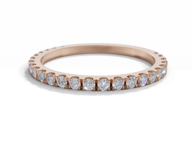 2.0mm.  Wide  Semi-Set Wedding Ring Round Brilliant-Cut Diamonds 100% Recycled, Hallmarked 18ct. Rose Gold