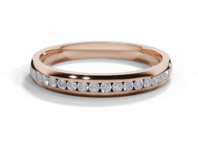 Narrow Semi-Set Wedding Ring Round Brilliant-Cut Diamonds 100% Recycled, Hallmarked 18ct. Rose Gold