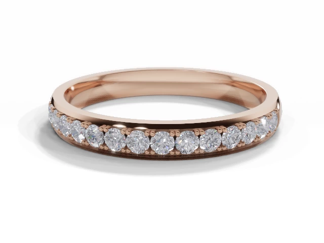 2.7mm.  Wide  Semi-Set Wedding Ring Round Brilliant-Cut Diamonds 100% Recycled, Hallmarked 18ct. Rose Gold