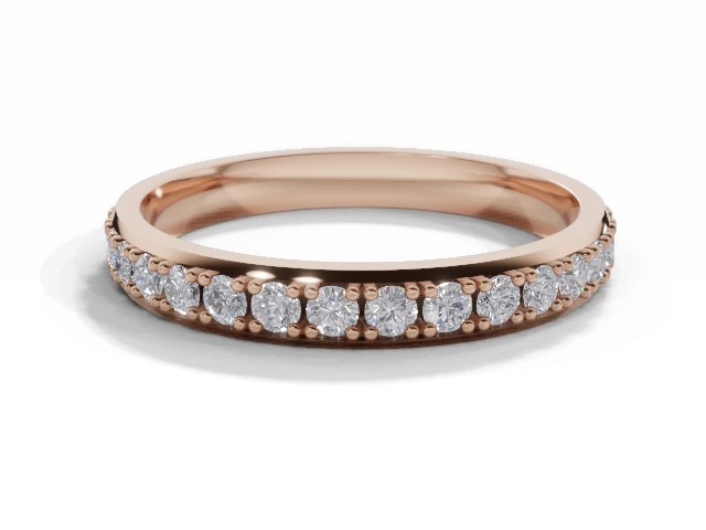 2.7mm.  Wide  Fully-Set Wedding Ring Round Brilliant-Cut Diamonds 100% Recycled, Hallmarked 18ct. Rose Gold