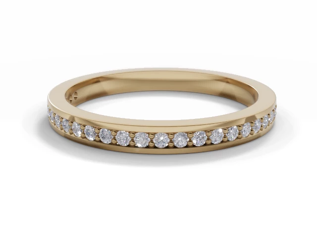 Narrow Semi-Set Wedding Ring Round Brilliant-Cut Diamonds 100% Recycled, Hallmarked 18ct. Yellow Gold