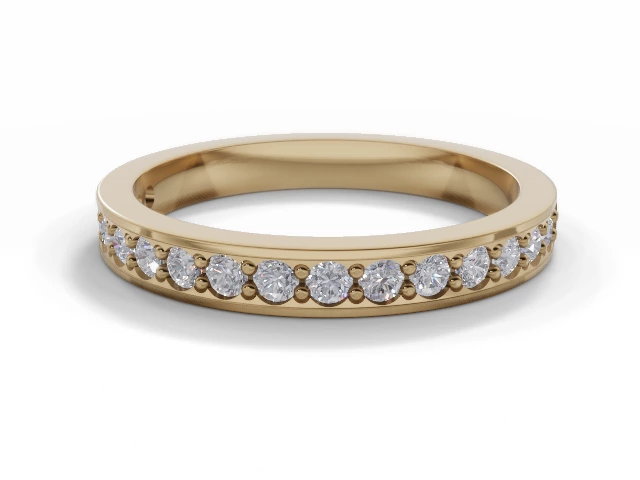 2.7mm.  Wide  Semi-Set Wedding Ring Round Brilliant-Cut Diamonds 100% Recycled, Hallmarked 18ct. Yellow Gold