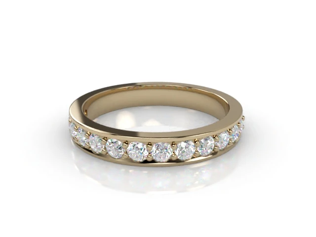 3.1mm.  Wide  Semi-Set Wedding Ring Round Brilliant-Cut Diamonds 100% Recycled, Hallmarked 18ct. Yellow Gold