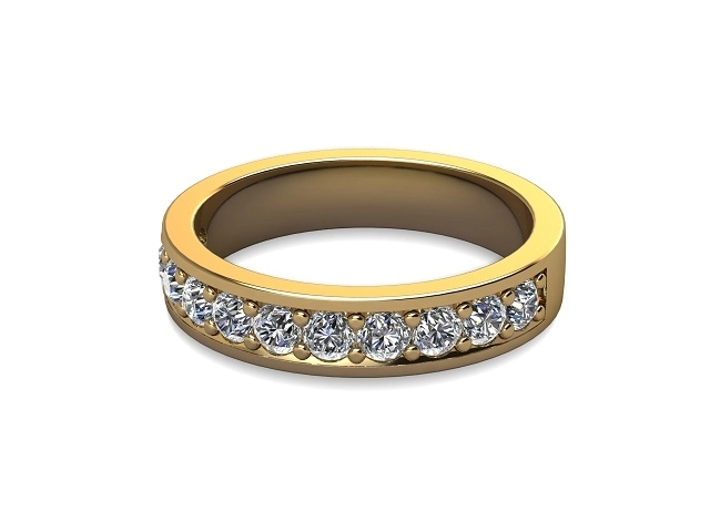 4.1mm.  Wide  Semi-Set Wedding Ring Round Brilliant-Cut Diamonds 100% Recycled, Hallmarked 18ct. Yellow Gold