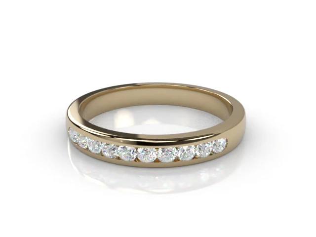 3.0mm.  Wide  Semi-Set Wedding Ring Round Brilliant-Cut Diamonds 100% Recycled, Hallmarked 18ct. Yellow Gold