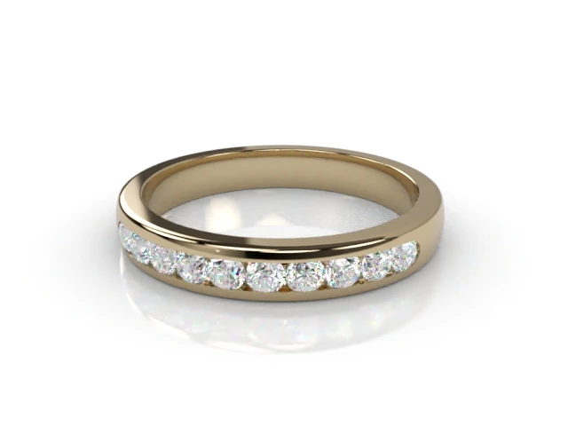 3.2mm.  Wide  Semi-Set Wedding Ring Round Brilliant-Cut Diamonds 100% Recycled, Hallmarked 18ct. Yellow Gold