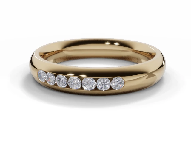 4.0mm.  Wide  Semi-Set Wedding Ring Round Brilliant-Cut Diamonds 100% Recycled, Hallmarked 18ct. Yellow Gold