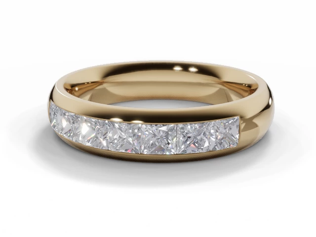 4.0mm.  Wide  Semi-Set Wedding Ring Princess-Cut Diamonds 100% Recycled, Hallmarked 18ct. Yellow Gold