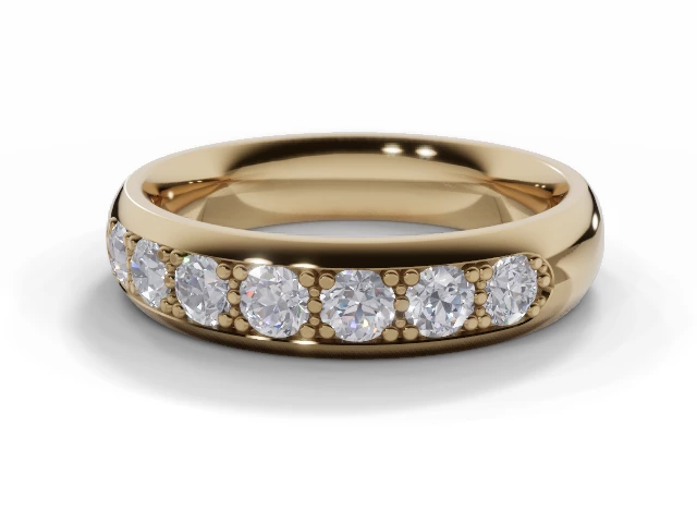 4.0mm.  Wide  Semi-Set Wedding Ring Round Brilliant-Cut Diamonds 100% Recycled, Hallmarked 18ct. Yellow Gold